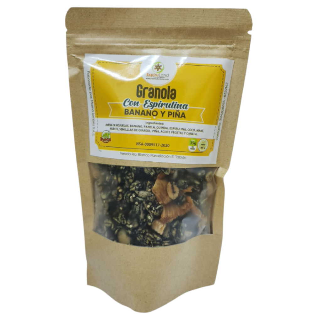 Granola Con Espirulina Banano Y Piña Espiru Land 180Gr