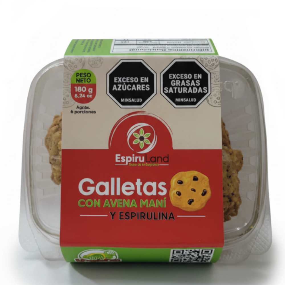 Galletas Con Avena Maní Y Espirulina  Espiru Land 180Gr