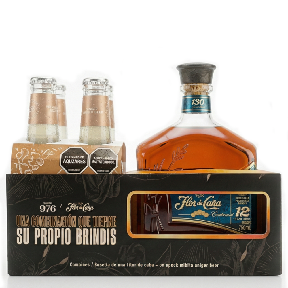 Ron Flor De Caña 12 Años 750Ml + Gratis Ginger Beer 4 Unidades
