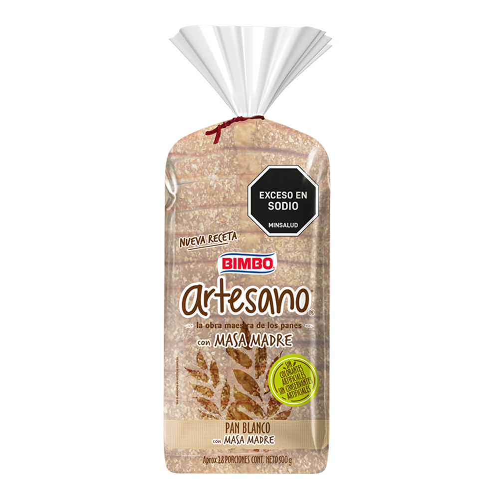Pan Tajado Artesano Bimbo Blanco Con Masa Madre 500Gr