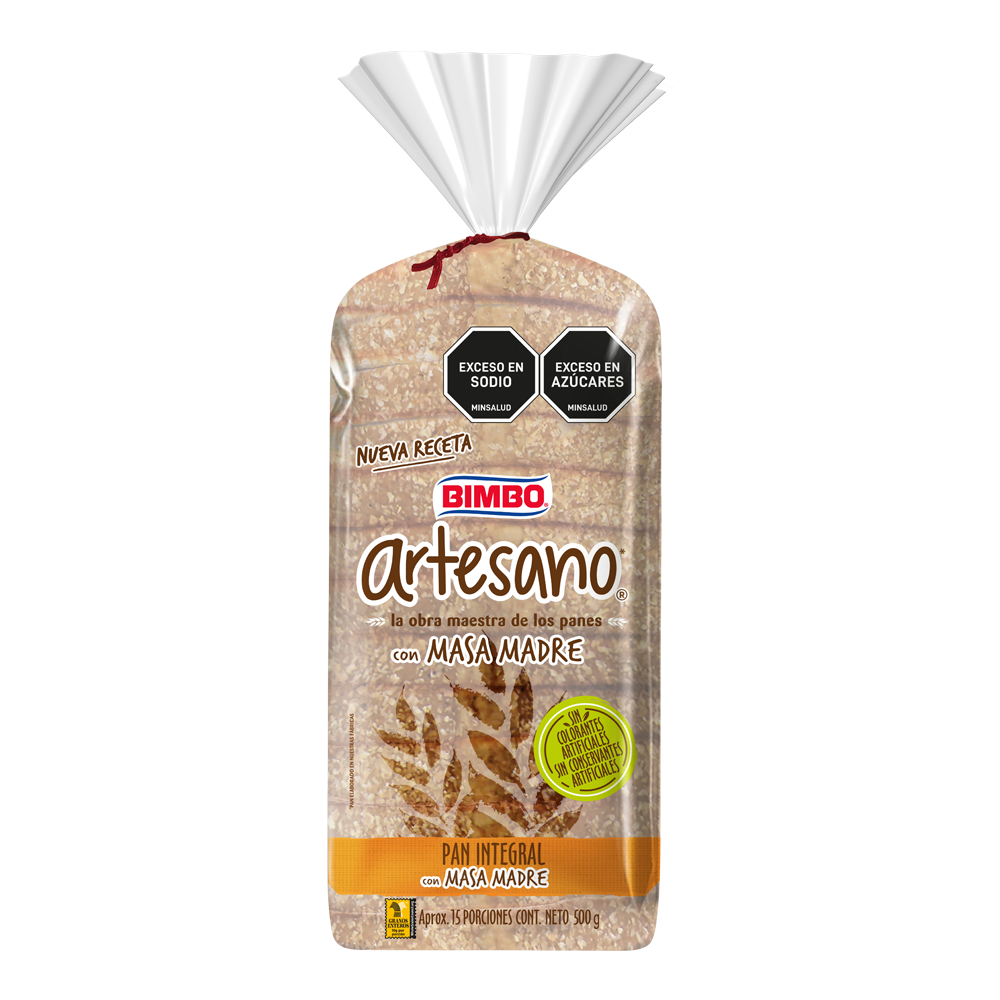 Pan Tajado Artesano Bimbo Con Masa Madre Integral 500Gr