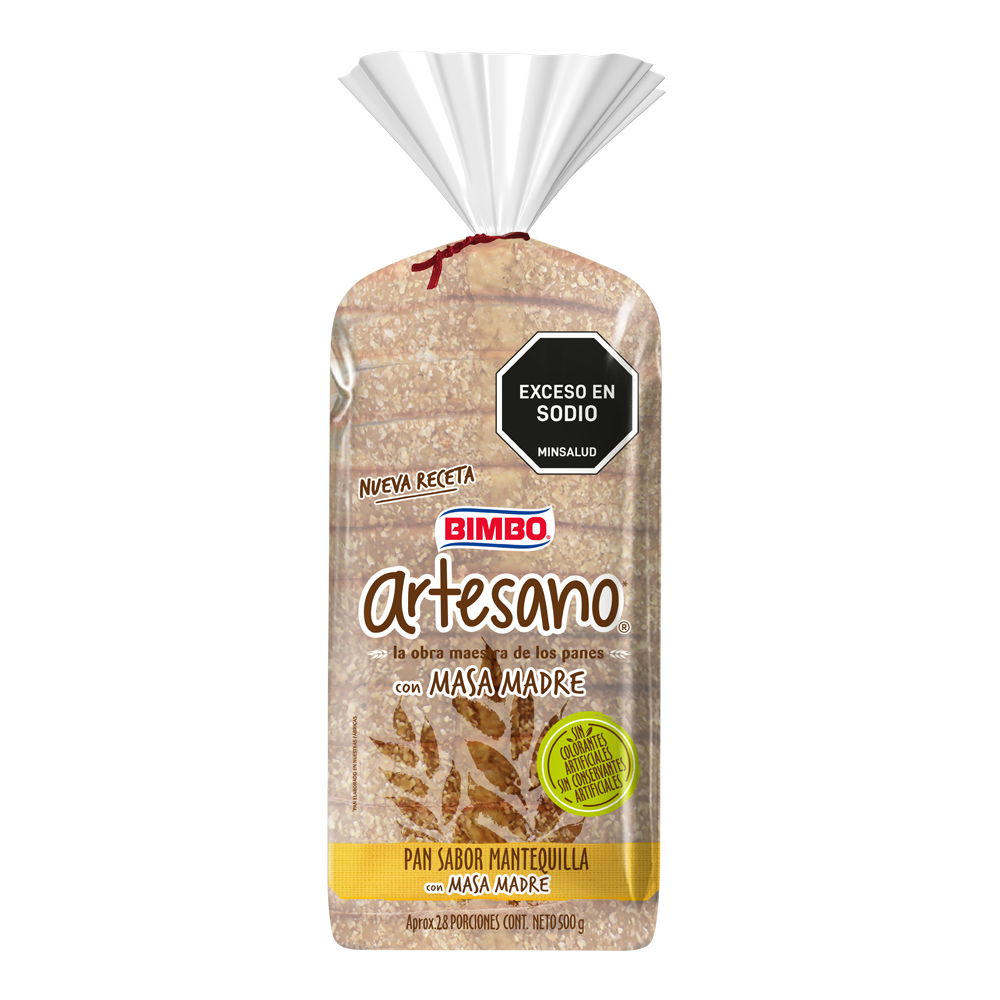Pan Tajado Artesano Bimbo Con Masa Madre Sabor Mantequilla 500Gr