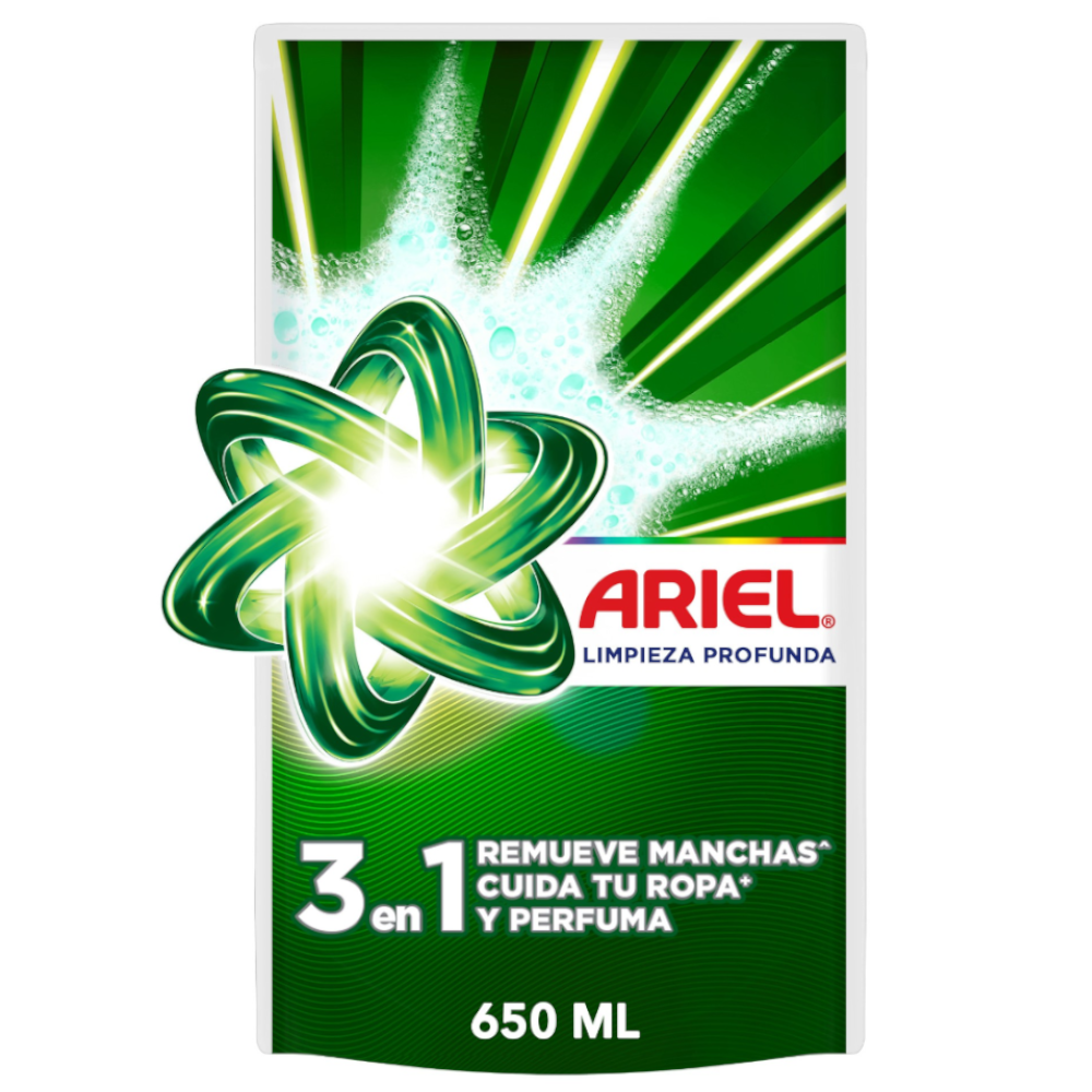 Detergente Líquido Ariel 3en1 Doypack 650Ml