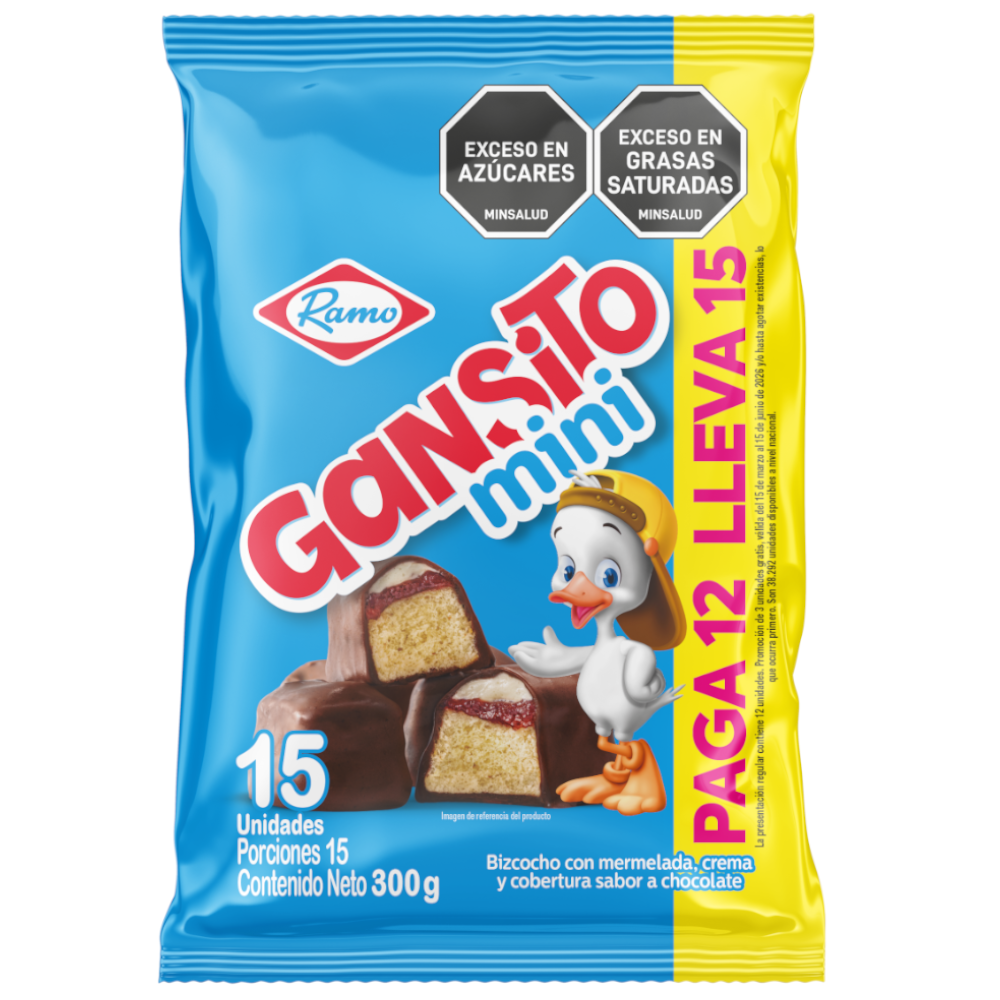 Gansito Mini Ramo Pague 12 LLeve 15 Unidades 300Gr