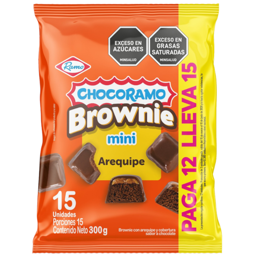 Brownie Mini Chocoramo De Arequipe Paga 12 LLeva 15 Unidades 300Gr