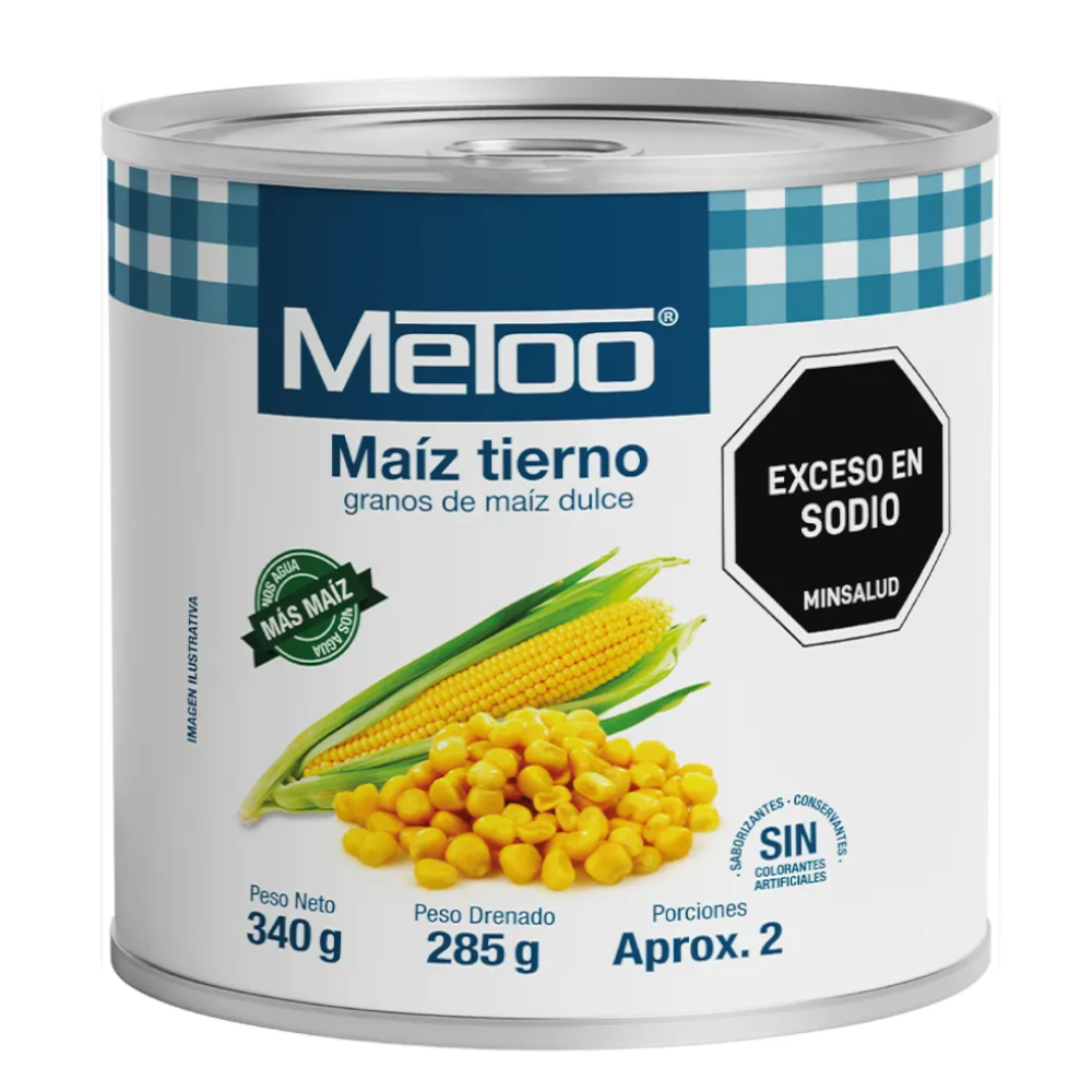 Maíz Tierno Metoo Lata 340Gr