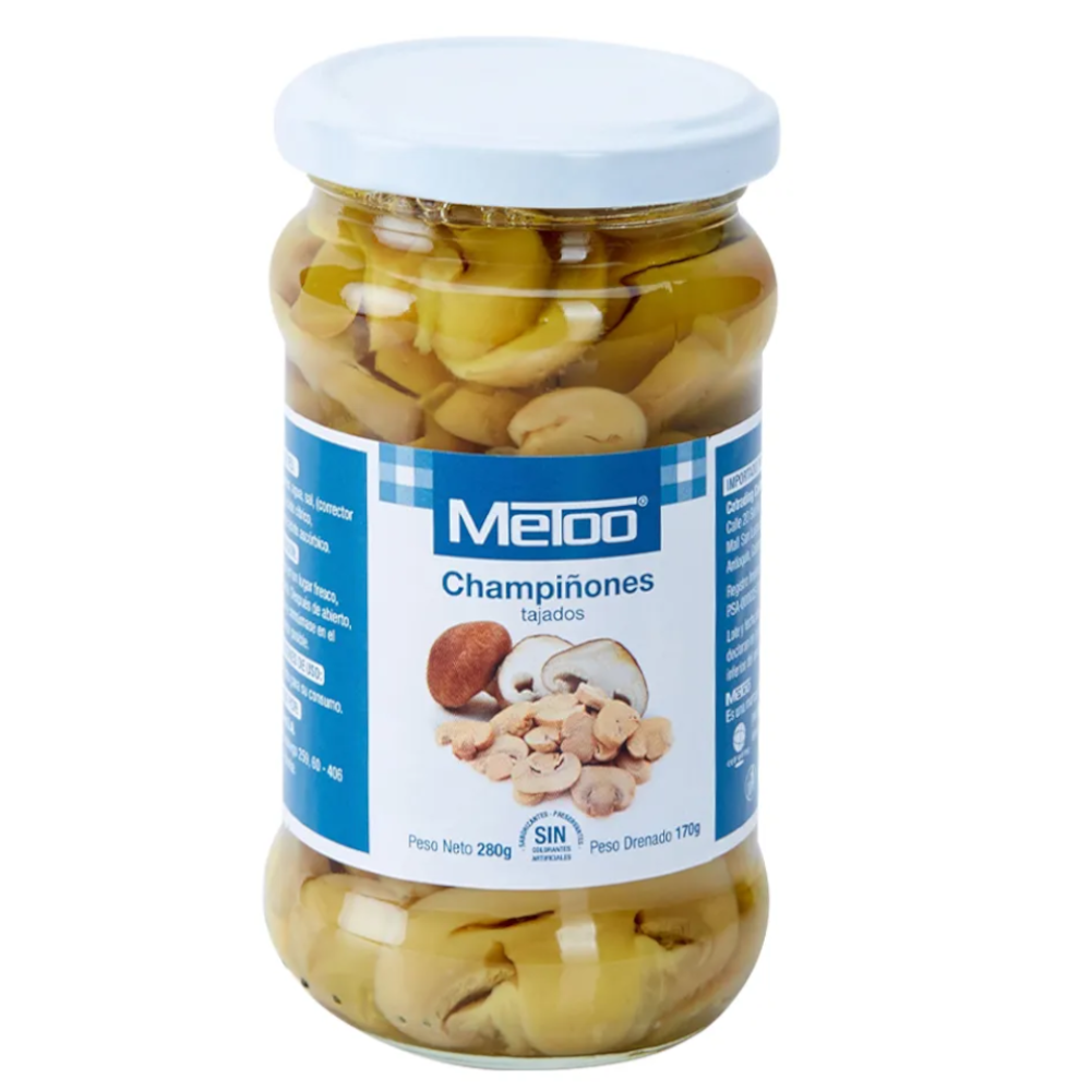 Champiñones Tajados En Frasco Metoo 280Gr