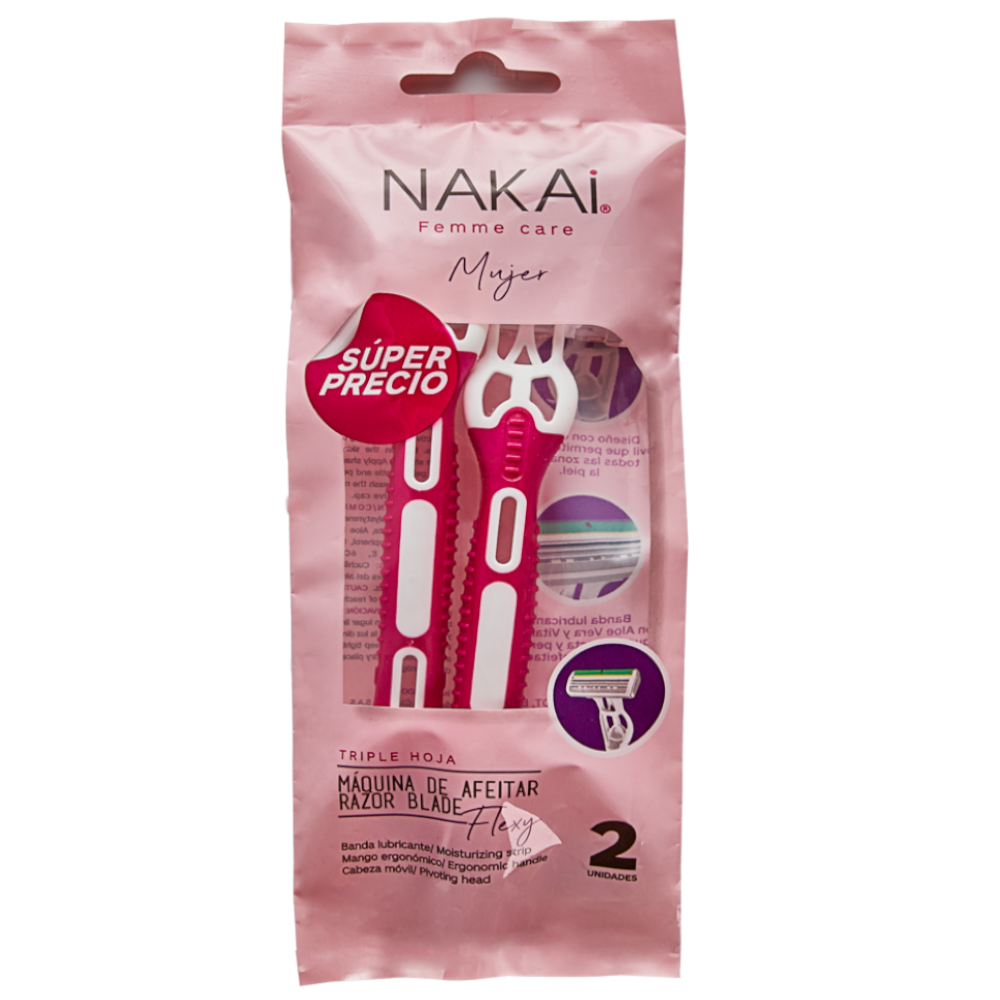 Máquina Afeitar Triple Hoja Nakai Mujer 2 Unidades