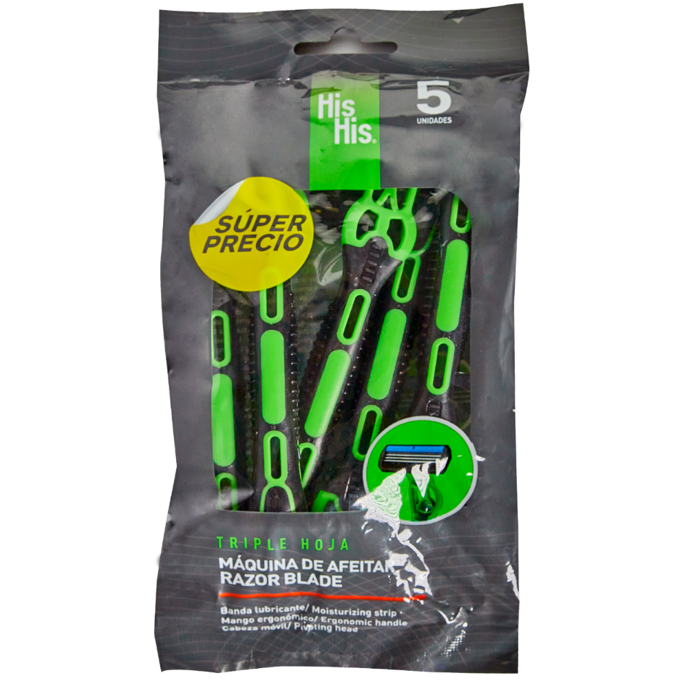 Maquina Afeitar His His Triple Hoja 5 Unidades