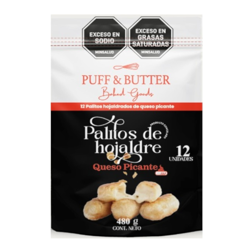 Palitos De Hojaldre Con Queso Picante Puff Y Butter 12 Unidades 480Gr