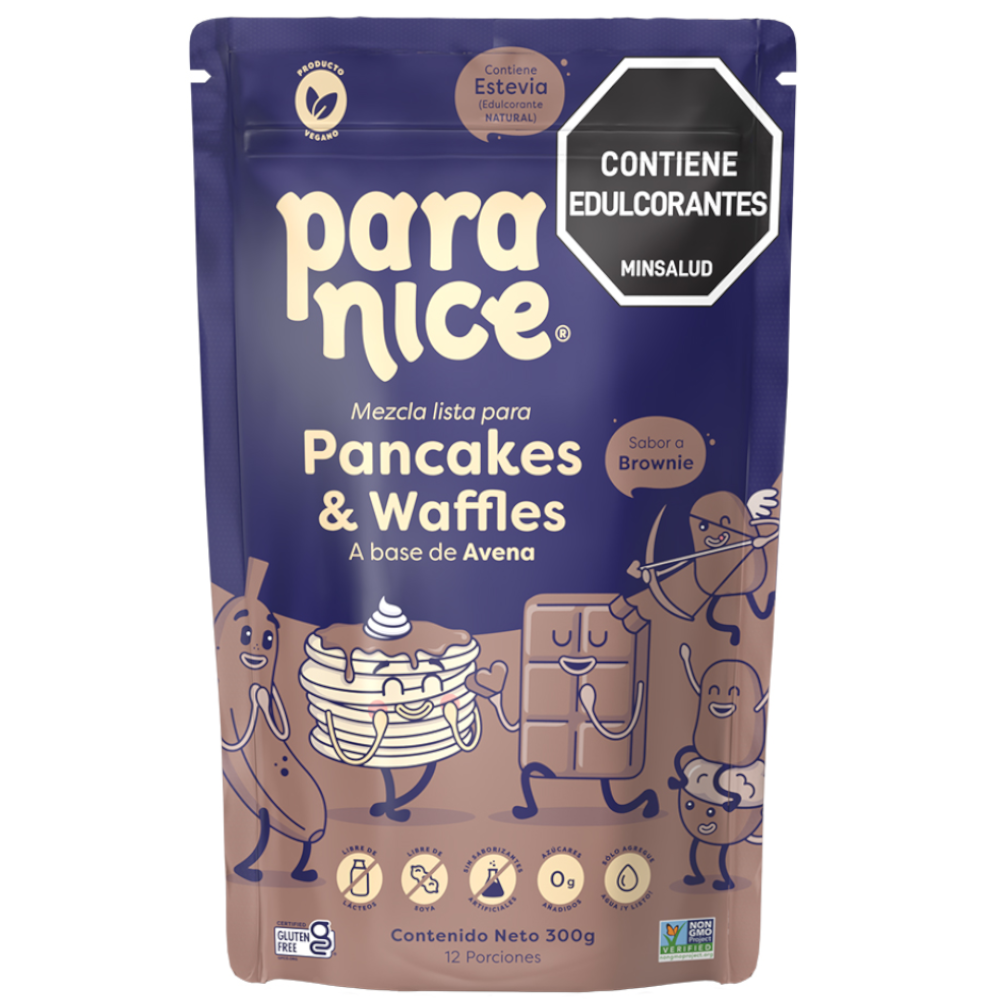 Mezcla Para Pancakes Y Waffles A Base De Avena Sabor  Brownie Paranice 300Gr