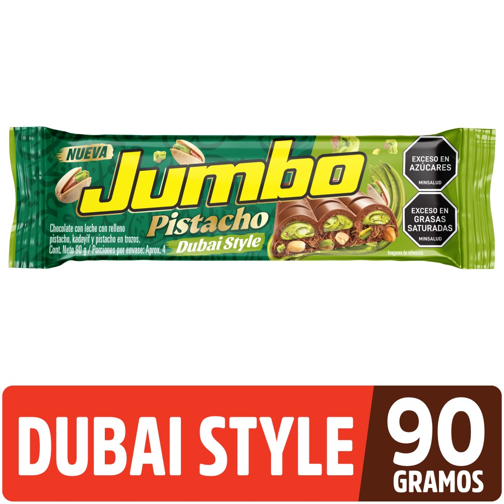 Chocolatina Jumbo Pistacho Dubai Style 90Gr