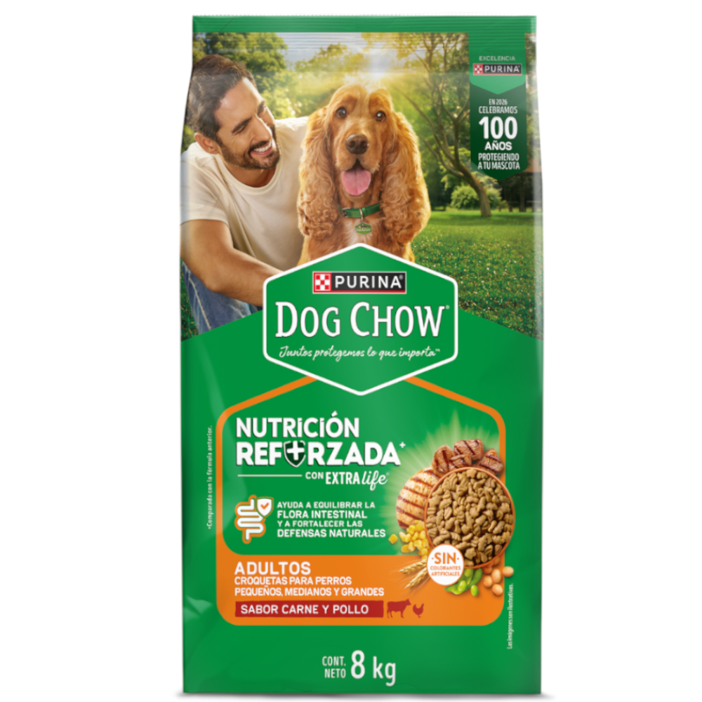 Dog Chow Nutrición Reforzada Adultos Sabor Carne Y Pollo 8Kg