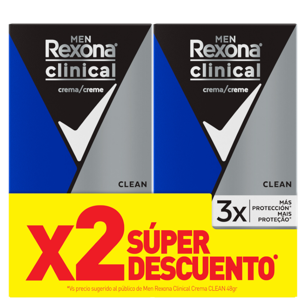Desodorante Rexona Clinical Men 48Gr 2 Unidades Súper Descuento