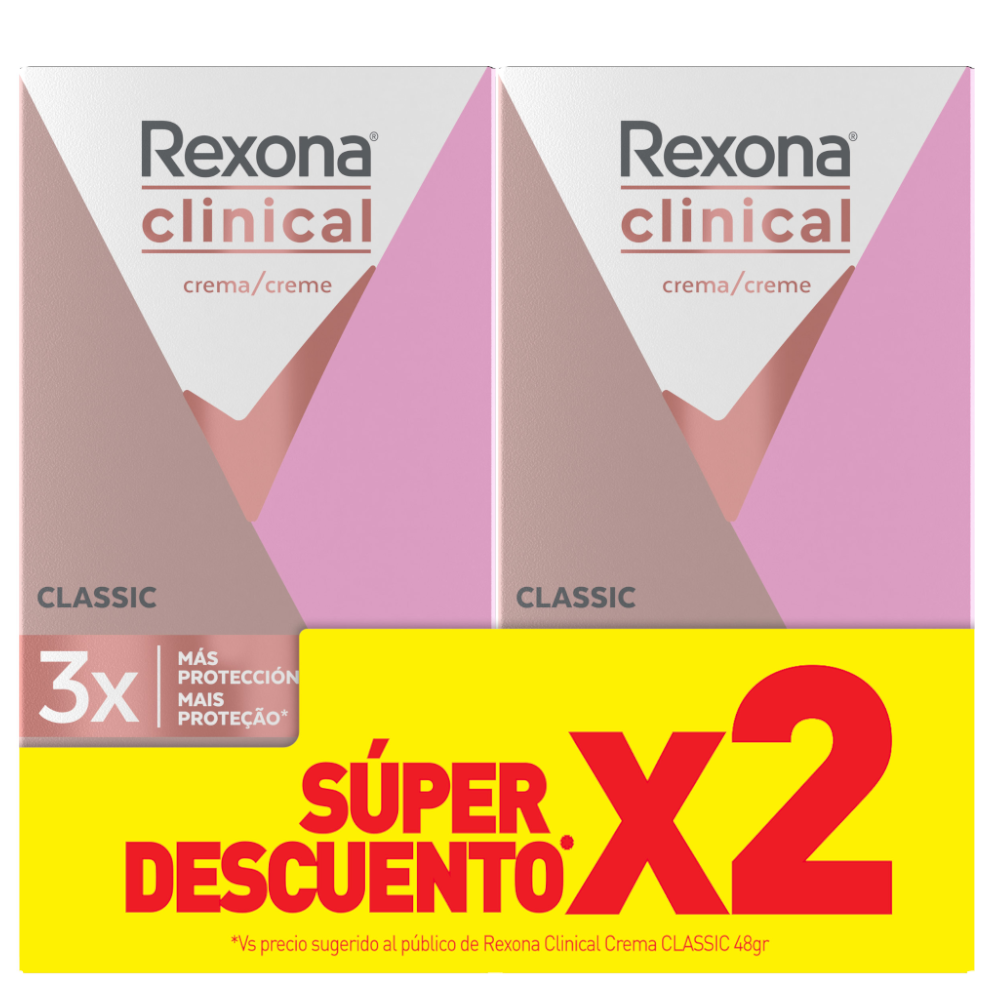 Desodorante Rexona Clinical Classic Women 48Gr 2 Unidades Súper Descuento
