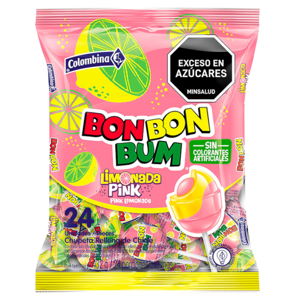 Bon Bon Bum Limonada Pink 24 Unidades 432Gr