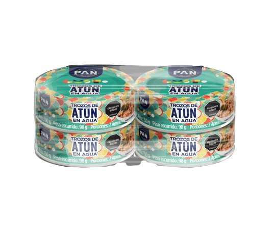 Atún Trozos En Agua Pan 150Gr 4 Unidades