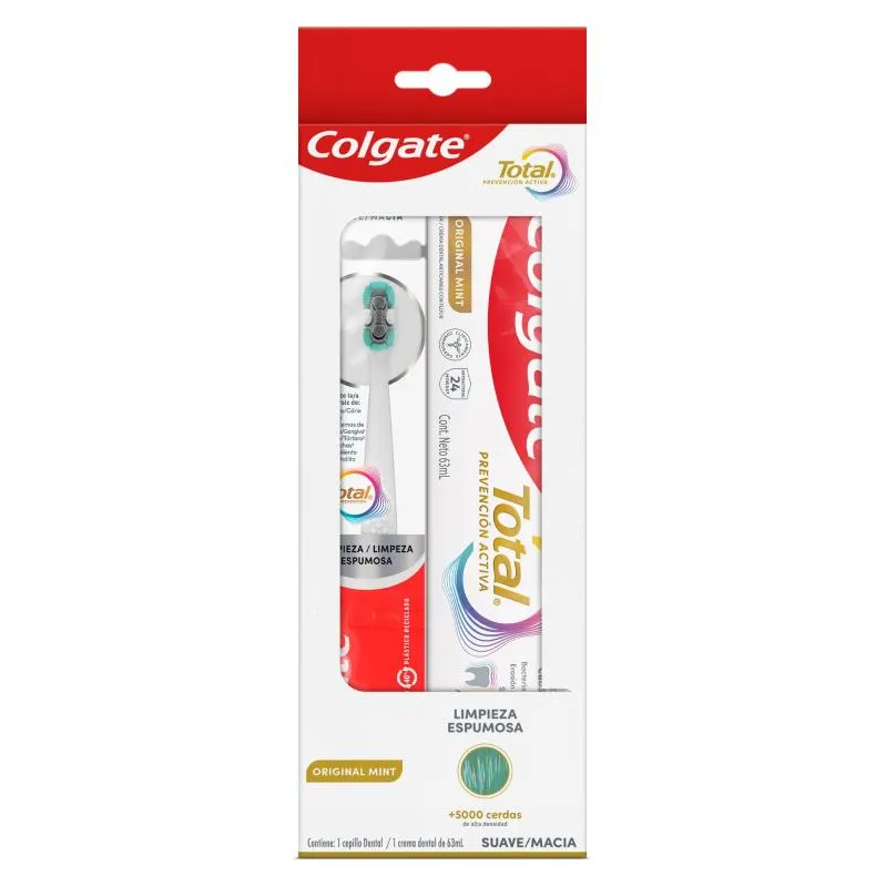 Cepillo Dental Colgate Total Suave 1 Unidad + Crema Dental Total 63Ml