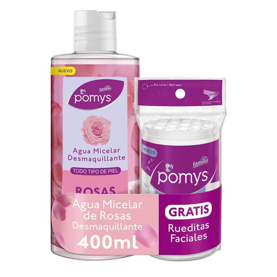 Agua Micelar Pomys Rosas 400Ml Gratis Rueditas Faciales