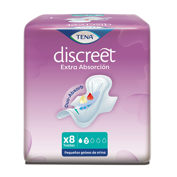 Toallas Higiénicas Tena Discreet Extra Absorción 8 Unidades