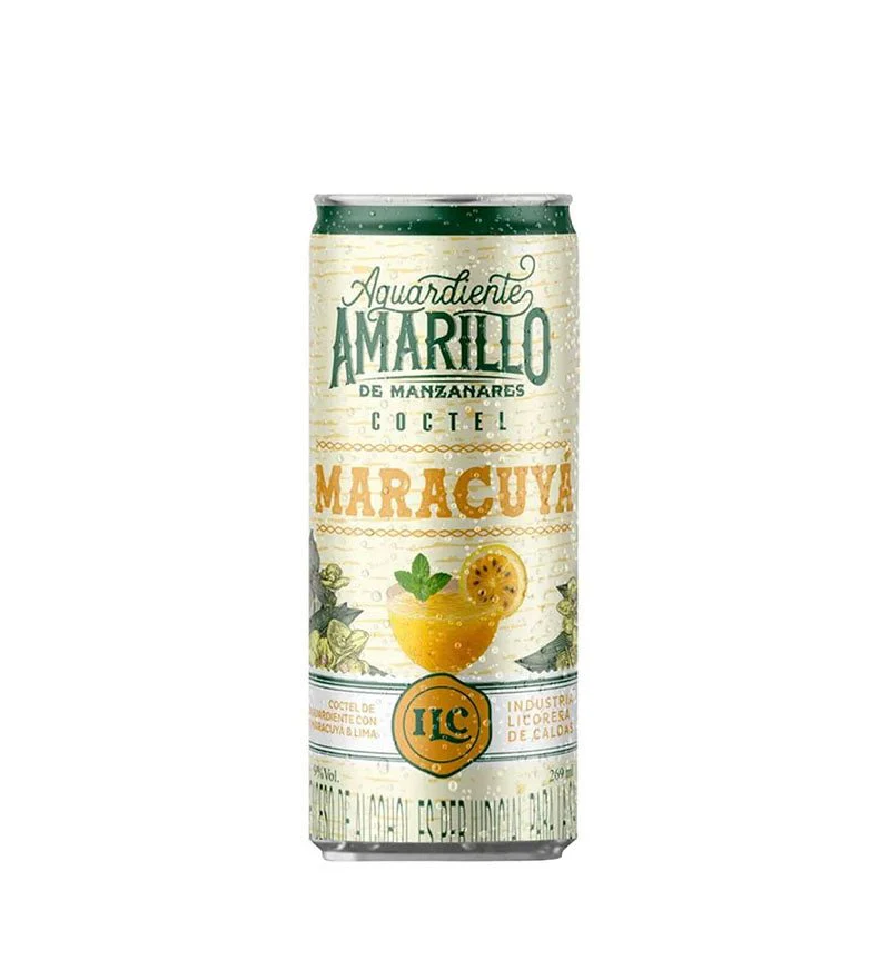 Coctel Aguardiente Manzanares Maracuyá Amarillo Lata 269Ml