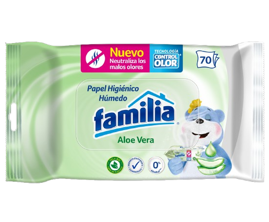 Papel Higiénico Familia Húmedo Aloe Vera 70 Unidades