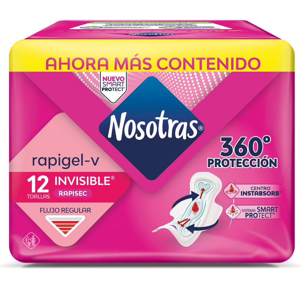 Toallas Higiénicas Nosotras Invisible RapiGel 12 Unidades