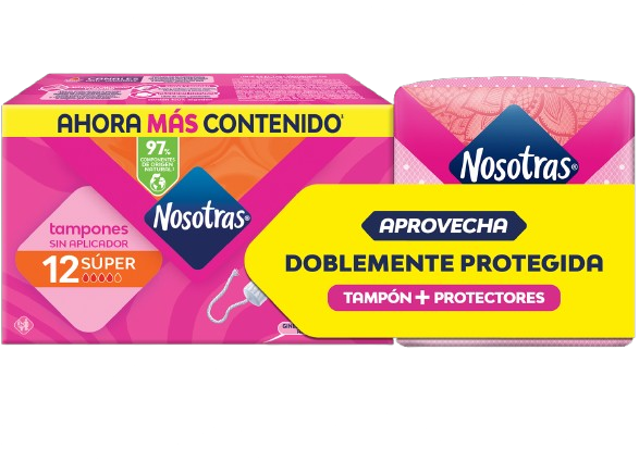 Tampones Nosotras Súper 12 Unidades + Protectores