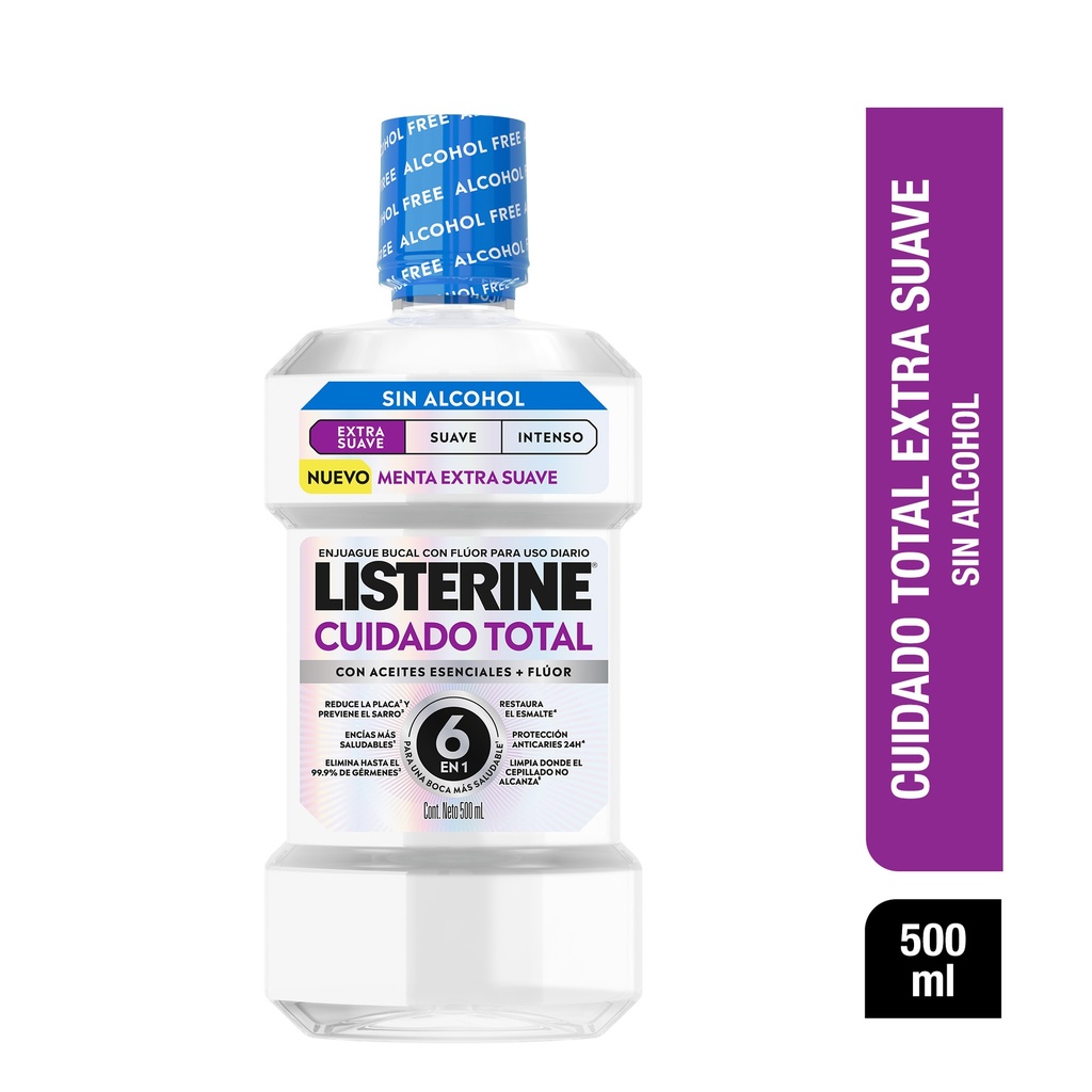 Enjuague Bucal Listerine Cuidado Total Extra Suave Sin Alcohol 500Ml