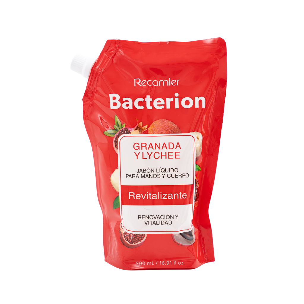Jabón Líquido Bacterión Granada Y Lychee Revitalizante Doypack 500Ml