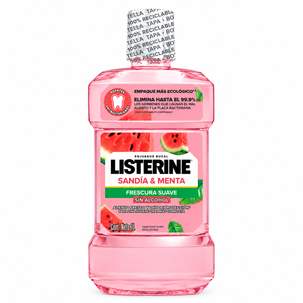 Enjuague Bucal Listerine Sandía Y Menta Sin Alcohol 1L