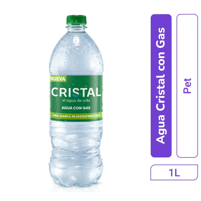 Agua Cristal Con Gas 1L