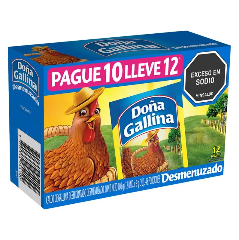 Caldo Doña Gallina Desmenuzado Caja 9Gr Pague 10 Lleve 12 Unidades