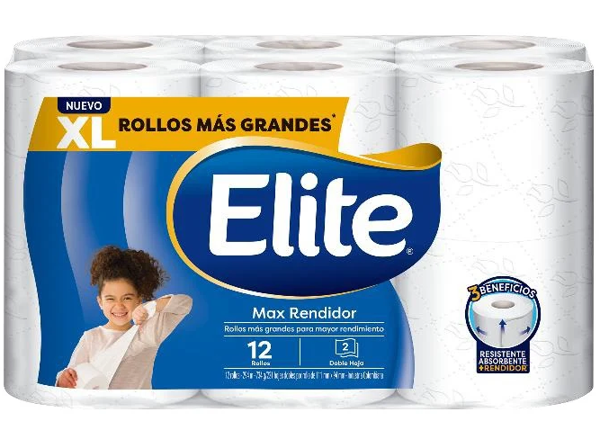 Papel Higiénico Elite Max Rendidor XL 12 Unidades