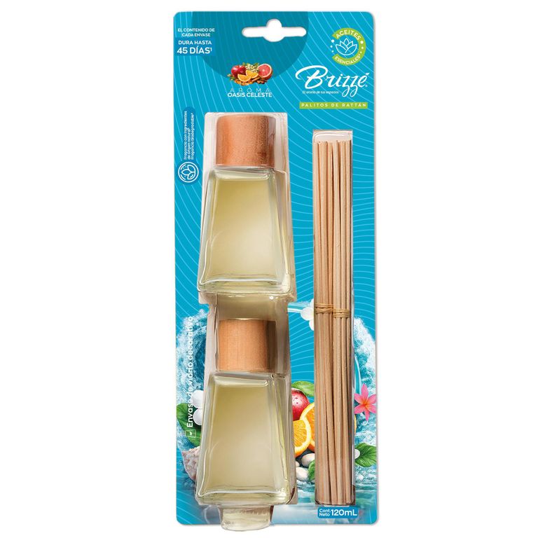 Ambientador Brizzé Oasis Palitos Rattan 60Ml 2 Unidades