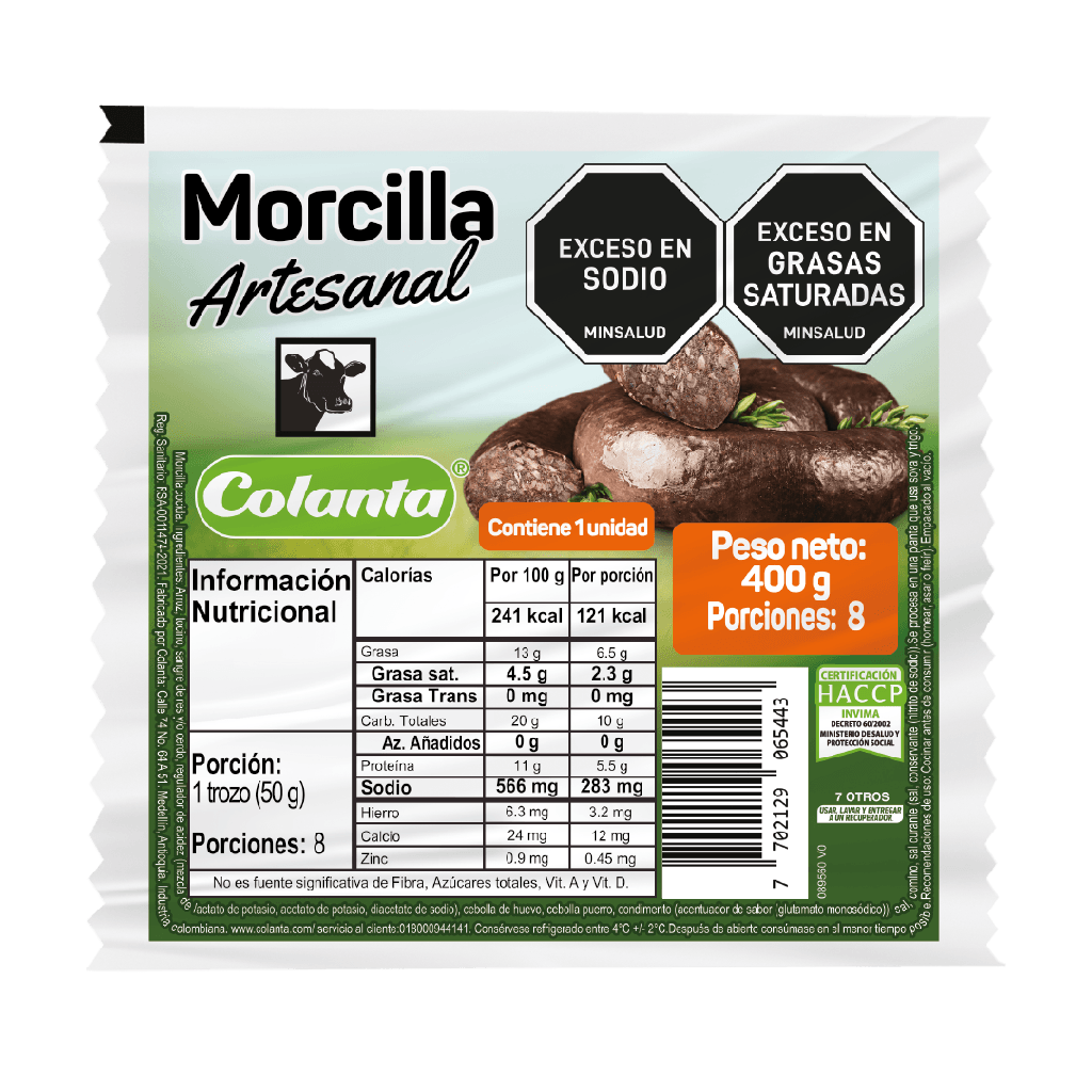 Morcilla Artesanal Colanta 400Gr