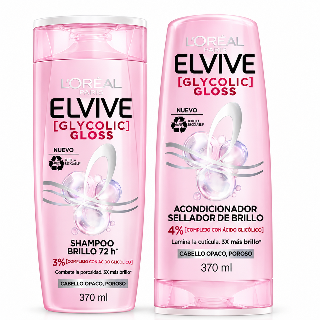 Shampoo + Acondicionador Elvive Glycolic Gloss 740Ml