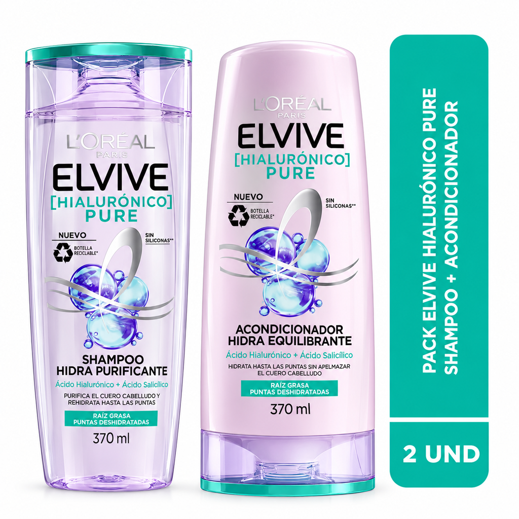 Shampoo + Acondicionador Elvive Pure Hialurónico 740Ml
