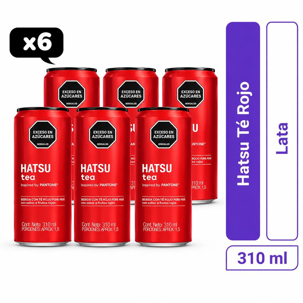 Té Hatsu Rojo Frutos Rojos Lata 310Ml 6 Unidades