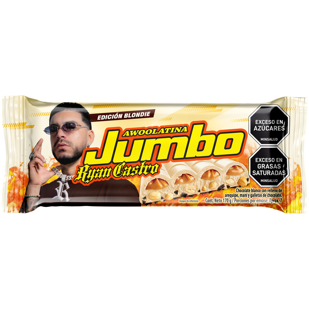 Chocolatina Jumbo Blanca Ryan Castro 170Gr