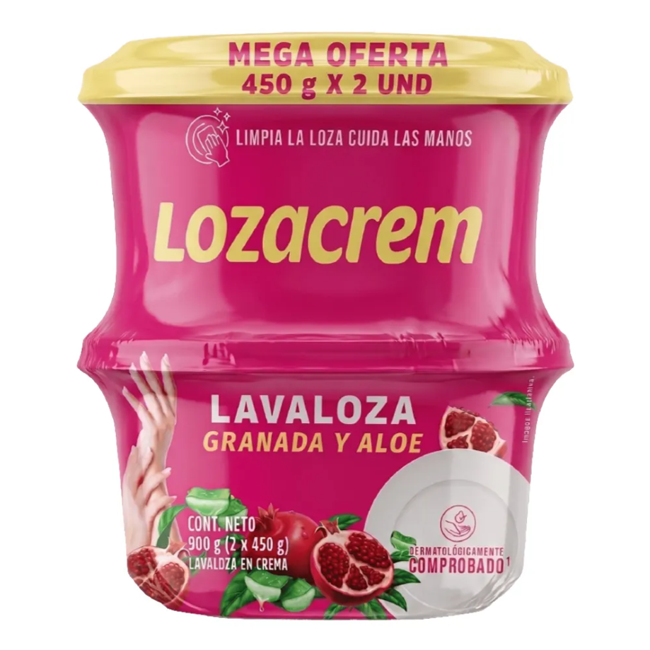 Lavaloza Lozacrem Granada Aloe Crema 450Gr 2 Unidades