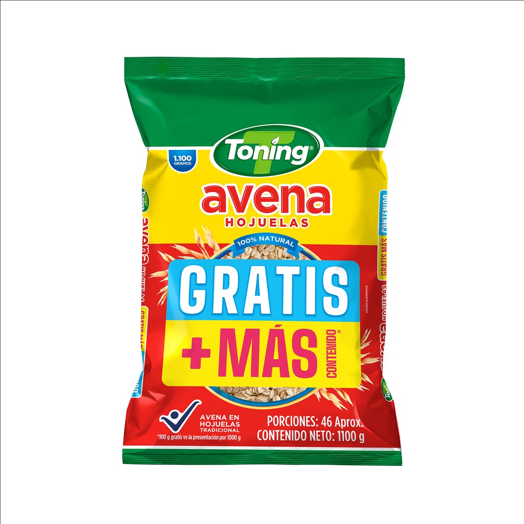 Avena Hojuelas Toning Natural 1000Gr Gratis 100Gr