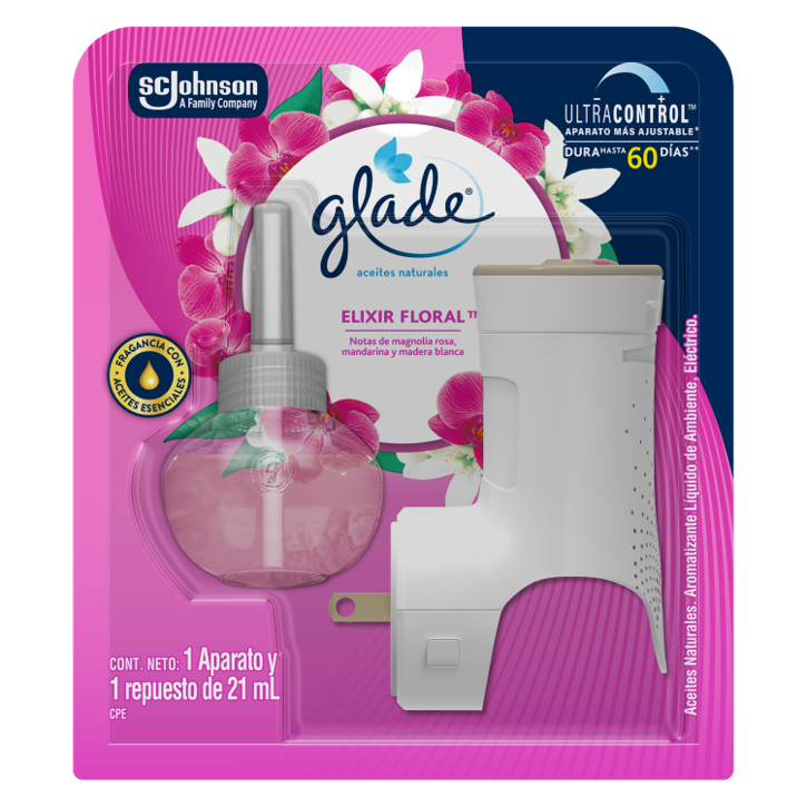 Ambientador Glade Elixir Floral Unidad Eléctrica + Repuesto 21Ml