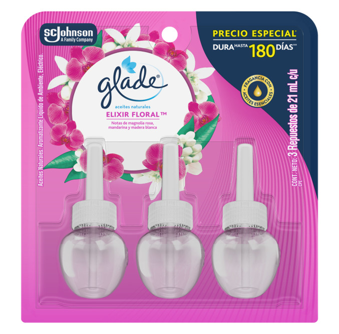 Ambientador Glade Elixir Floral Repuesto 21Ml 3 Unidades