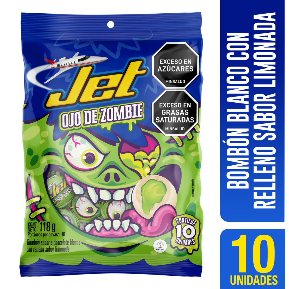 Bombones Jet Chocolate Blanco Ojo De Zombie Bolsa 118Gr