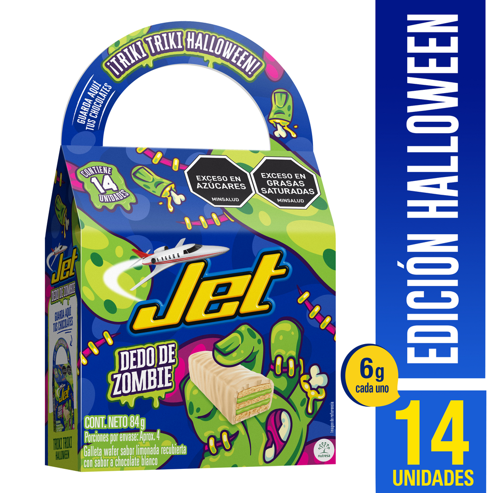 Galletas Jet Chocolate Blanco Dedo De Zombie Caja 14 Unidades 84Gr