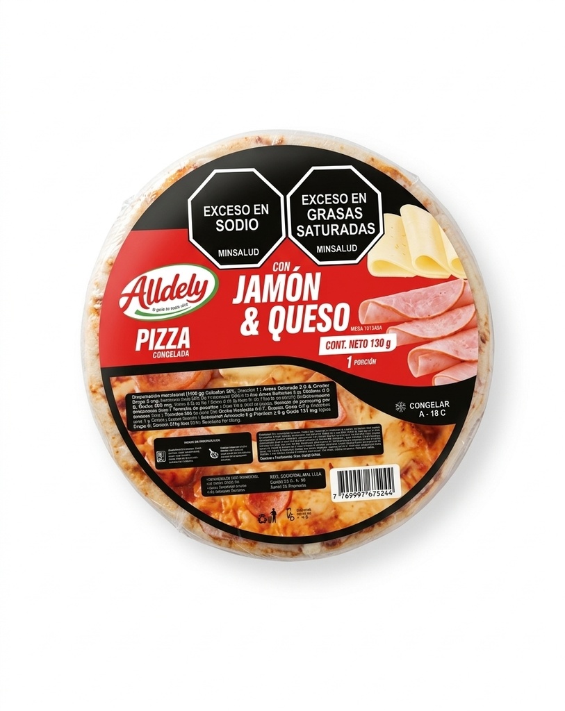 Pizza Jamón Y Queso Alldely 130Gr