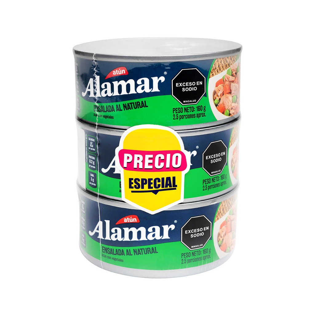 Atún Ensalada Alamar Natural 160Gr 3 Unidades