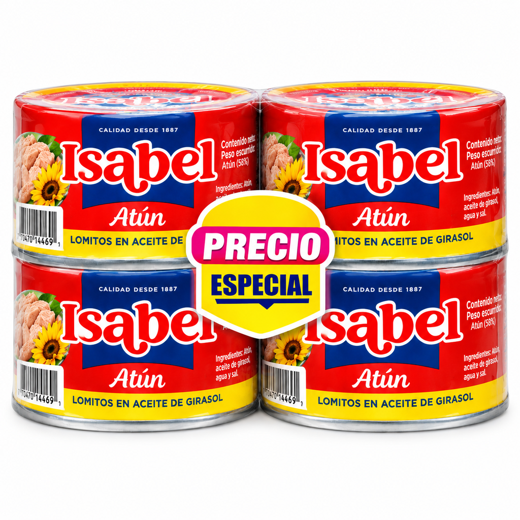 Atún Isabel Lomitos Aceite Girasol 142Gr 4 Unidades