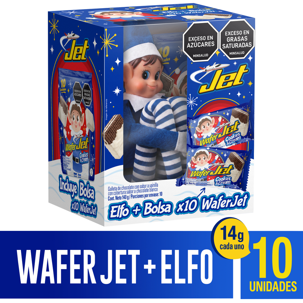 Galletas Wafer Jet Navidad Cookies&Cream + Elfo 140Gr